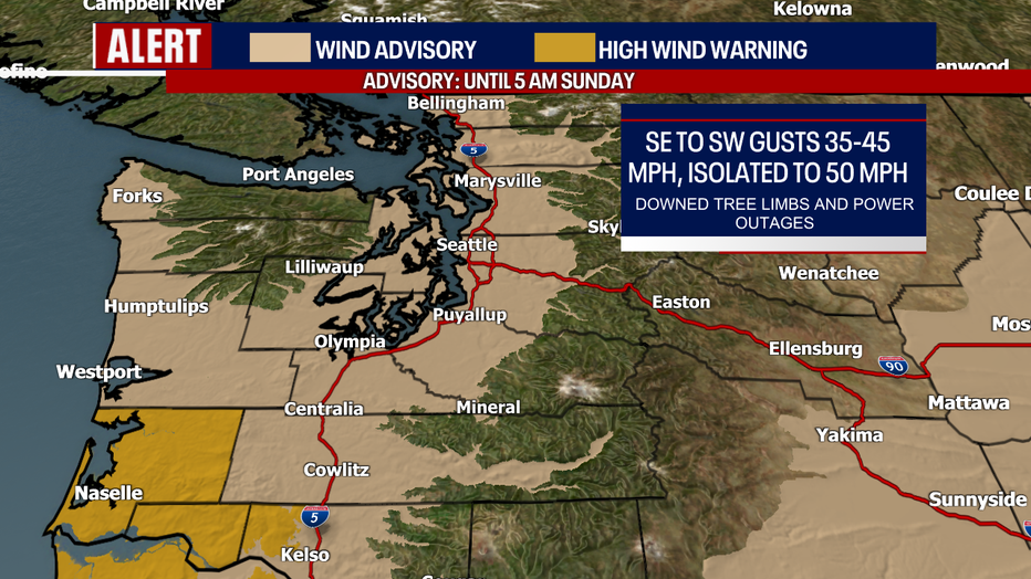 A High Wind Warning is in effect for Southwest Washington on Saturday.