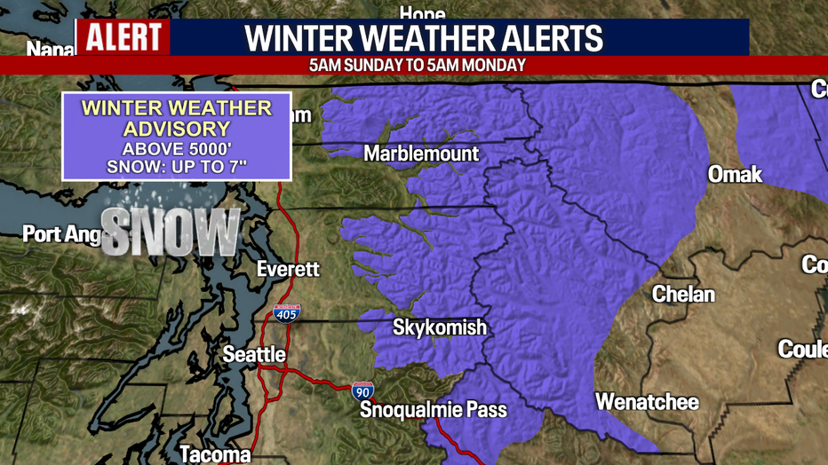 Winter weather advisory for the Cascades on Sunday.
