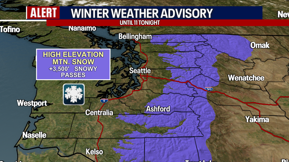 Cooler weather with snow is forecast over Stevens and White Passes