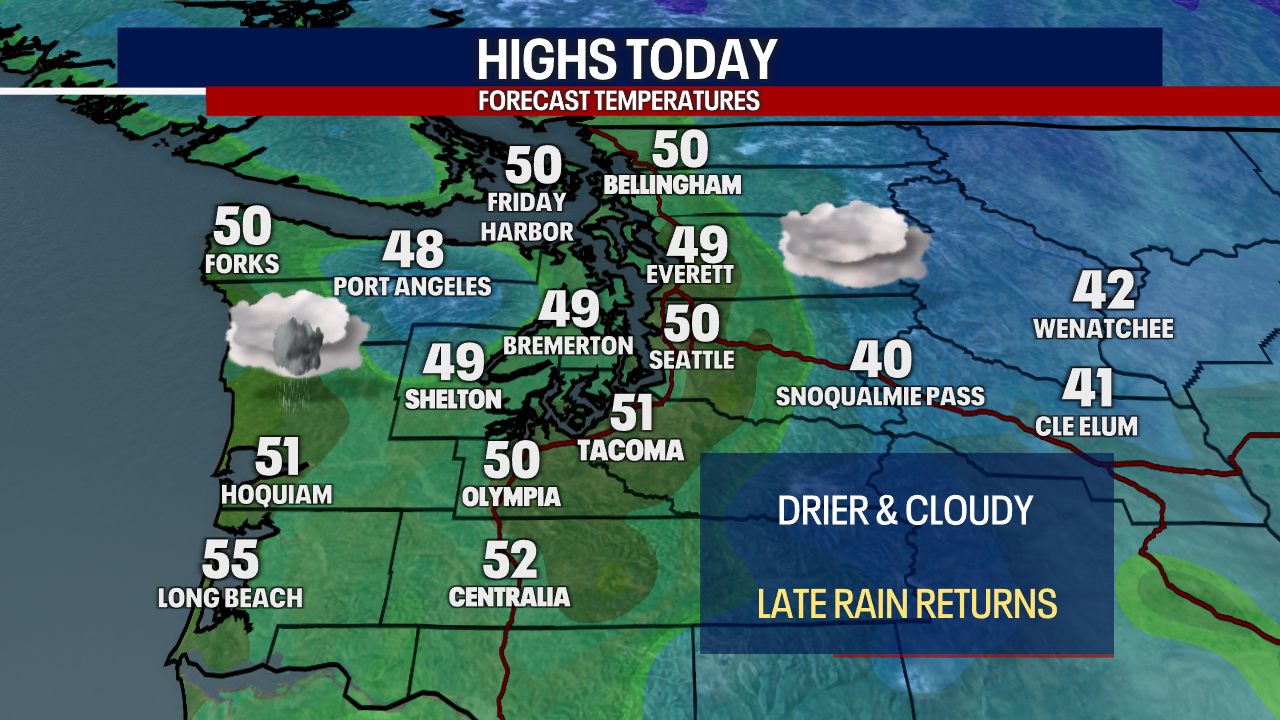 Seattle weather: Thanksgiving travel improves around Puget Sound