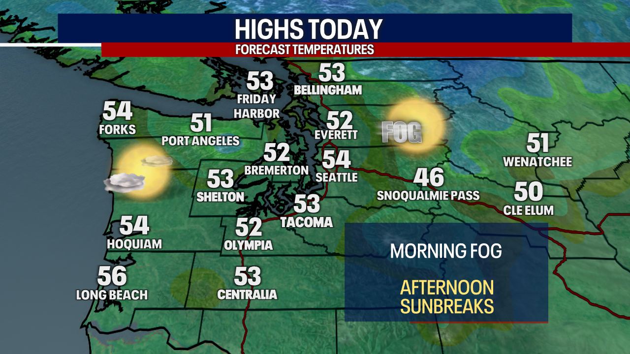 Seattle weather: Partly to mostly sunny Veterans Day