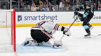 Matty Beniers, Jordan Eberle lead Seattle Kraken to 3-1 win over Blackhawks