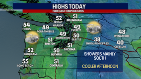 Seattle weather: Wet south and dry north Monday