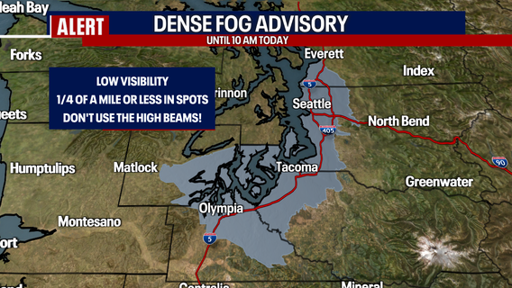 Early fog with rainy weather later in Seattle
