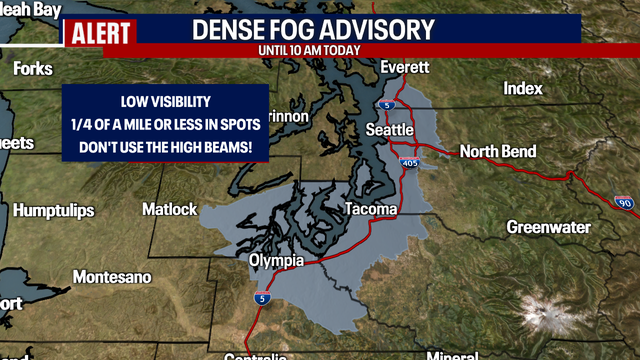 Early fog with rainy weather later in Seattle