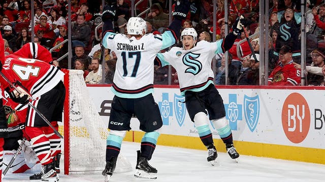 Seattle Kraken rally from two-goal deficit to earn 3-2 win over Blackhawks