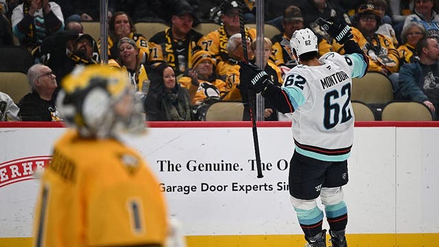 Brandon Montour scores in OT as Seattle Kraken beat Penguins 3-2