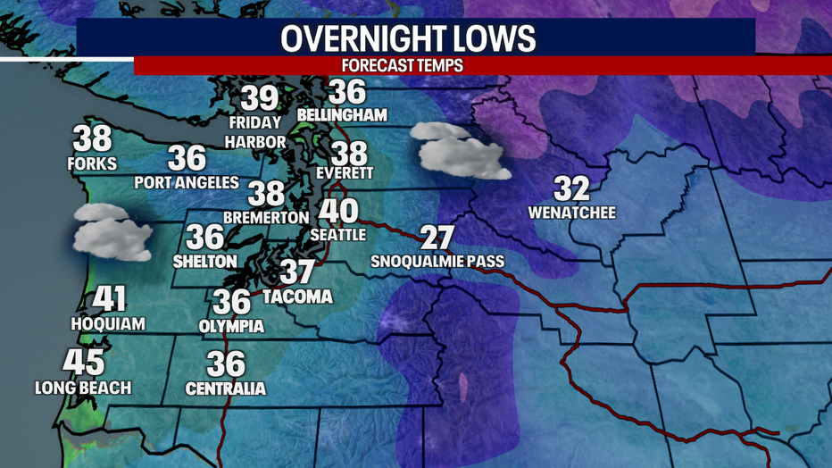 Overnight lows around Western Washington.
