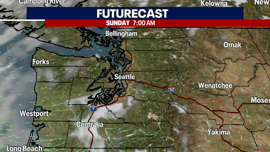 A clear morning on Sunday with pockets of fog.