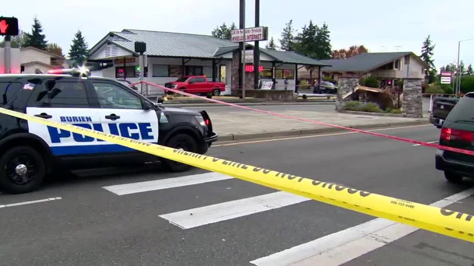One person is dead and another is in the hospital after a motorcycle crash in Lakewood Tuesday afternoon. According to the King County Sheriff's Office, the incident began as a pursuit in Burien that ended near the Dairy Queen along South Tacoma Way in Lakewood. Authorities say the pursuit was initiated because the suspect was riding a motorcycle believed to be stolen and was also wanted in connection with domestic violence threats involving a firearm. FOX 13 crews at the scene spoke to another driver who witnessed the entire crash. 