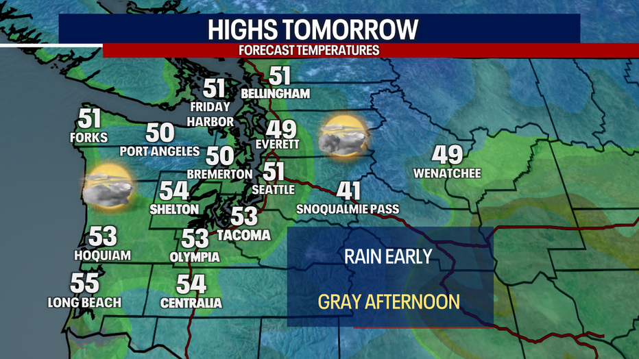 Forecast highs around the region on Sunday.