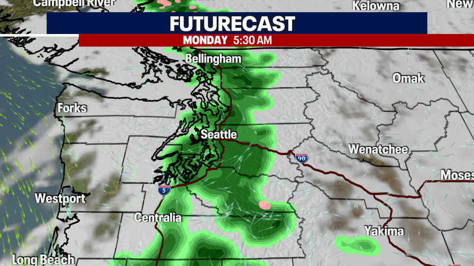 Light rain returns to the area on Monday.