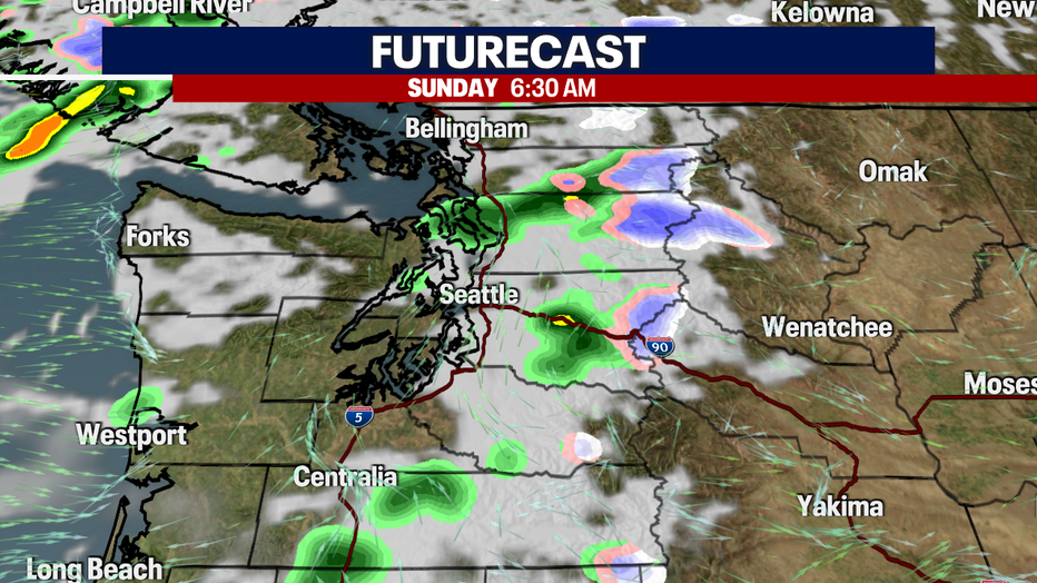 A few stray showers on Sunday.