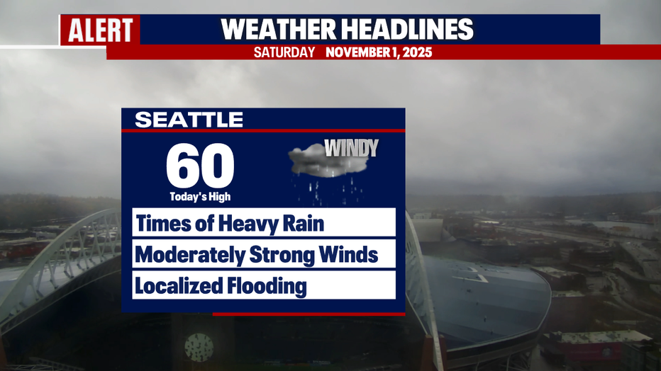 Localized, minor street flooding is a potential in Seattle on Saturday.