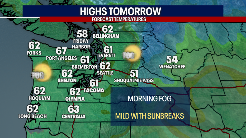 Forecast highs around Western Washington.