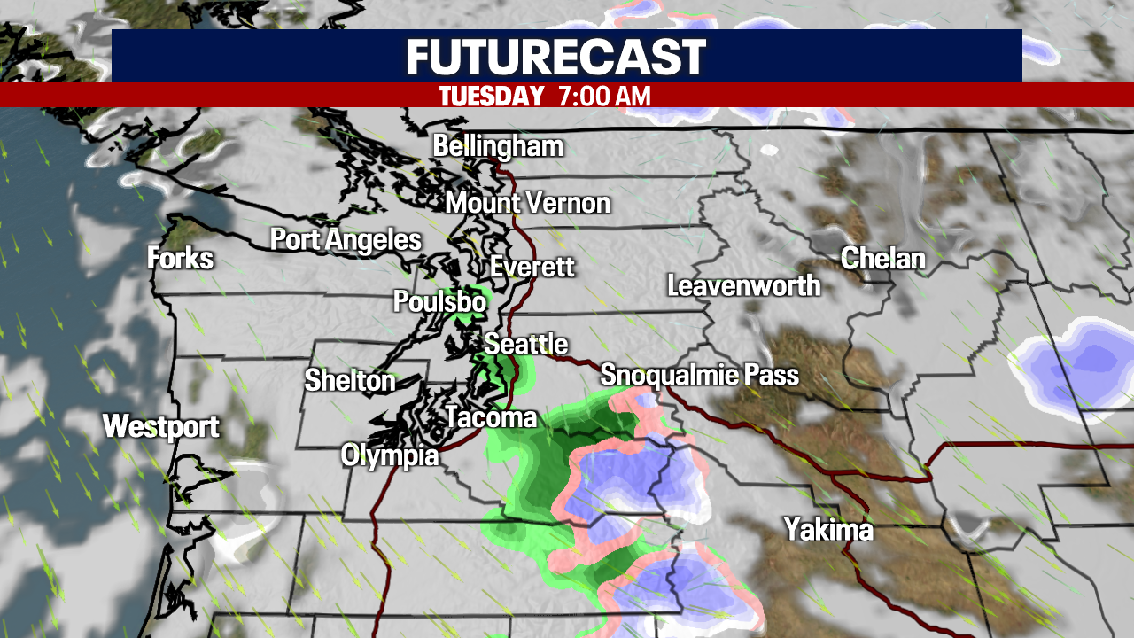 Seattle weather: Few early showers, drier afternoon Tuesday