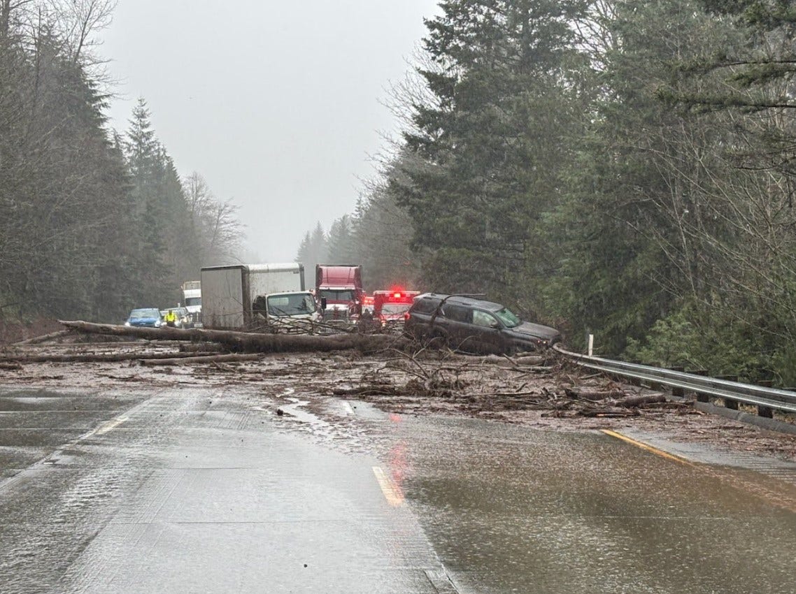 Eastbound I-90, Stevens Pass closed due to mudslide