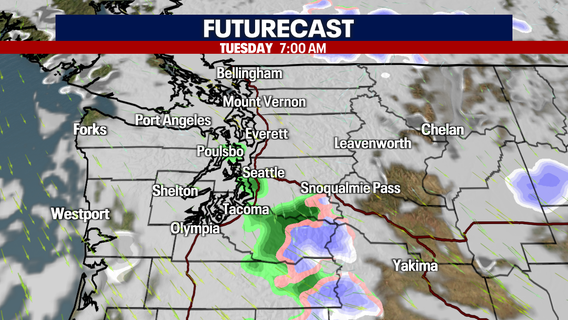 Seattle weather: Few early showers, drier afternoon Tuesday