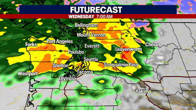 Heavy rain Wednesday, WA river flooding expected