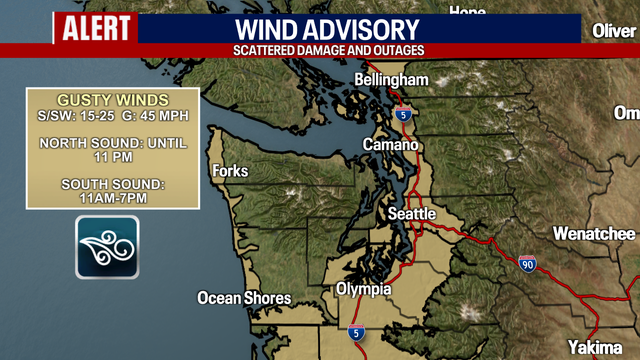 Seattle weather: Strong winds, scattered rain in WA