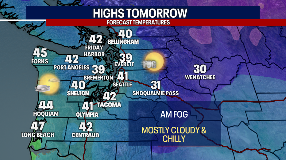 Cool and dry Sunday.