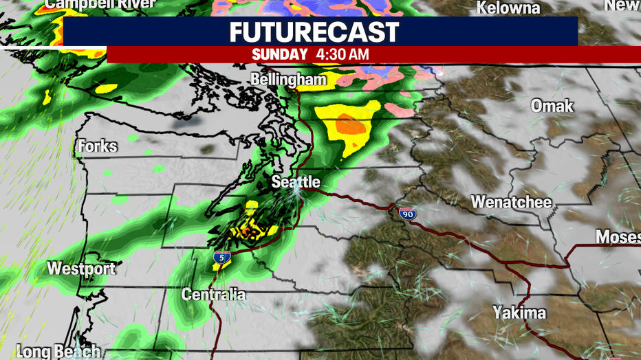 Increasing clouds and rain around the region.