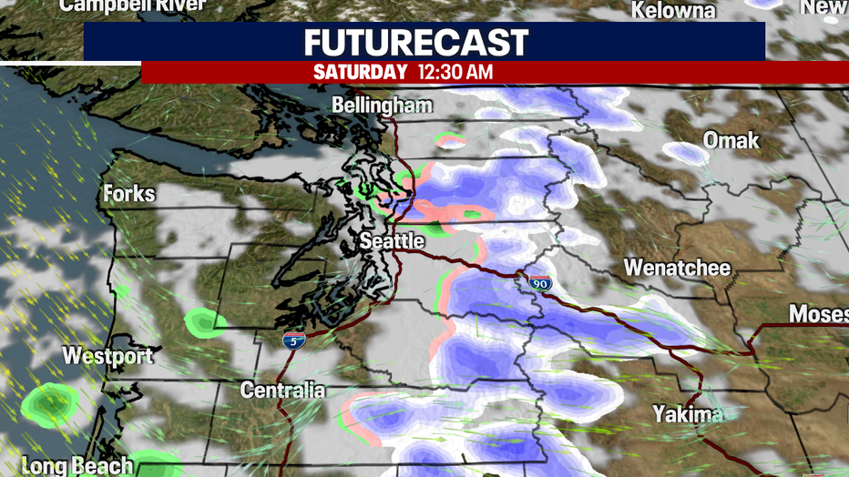 Convergence zone sets up into the night.