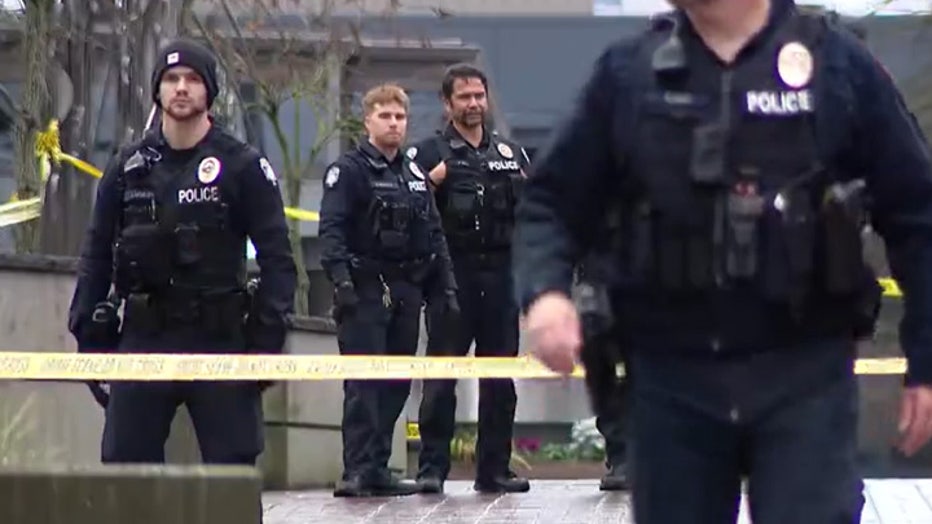Police at the scene of shooting involving officers in Bellevue WA