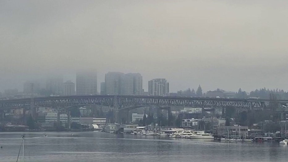 Dense fog blanketed much of Puget Sound on New Year's Eve, with some areas experiencing reduced air quality. FOX 13 Meteorologist Abby Acone says dry, calm winter weather can trap pollutants, creating pockets of moderate air quality. Air quality is expected to improve later this week.