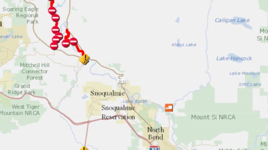 Closed - Neal Rd SE from SR 203
6:31
Closed - W Snoqualmie River Rd @ 2589 W Snoqualmie River Rd
6:33
Closed - SE 24th St @ 309th Ave SE
6:34
Closed - SE 28th St @ 321st Ave SE
6:34
Closed - 308th Ave SE between SR 202 and SE 32nd
6:34
Closed - SE Lake Dorothy Rd between #49201 & SE Middle Fork Rd