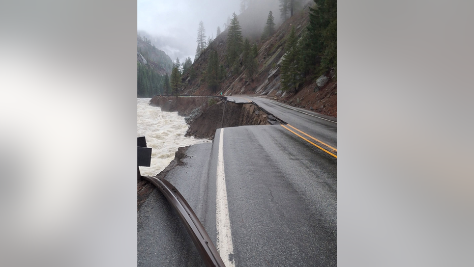US 2 Tumwater Canyon highway washed out