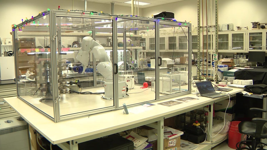 U.S. Geological Survey robot studying Mount St. Helens material