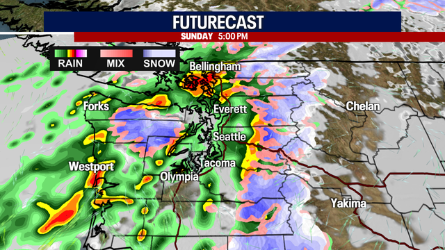 Rounds of sloppy, breezy weather in Seattle