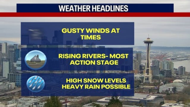 Seattle weather: Coastal winds, heavy mountain rain