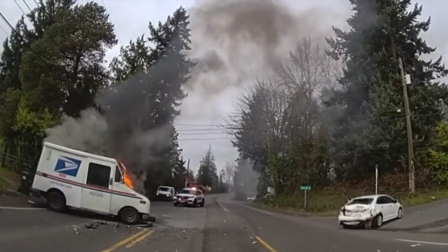 Video shows deputies rescuing mail truck driver after fiery crash in Tacoma, WA
