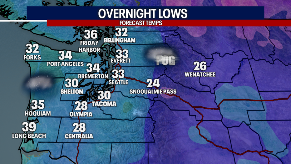 Overnight lows around the region.