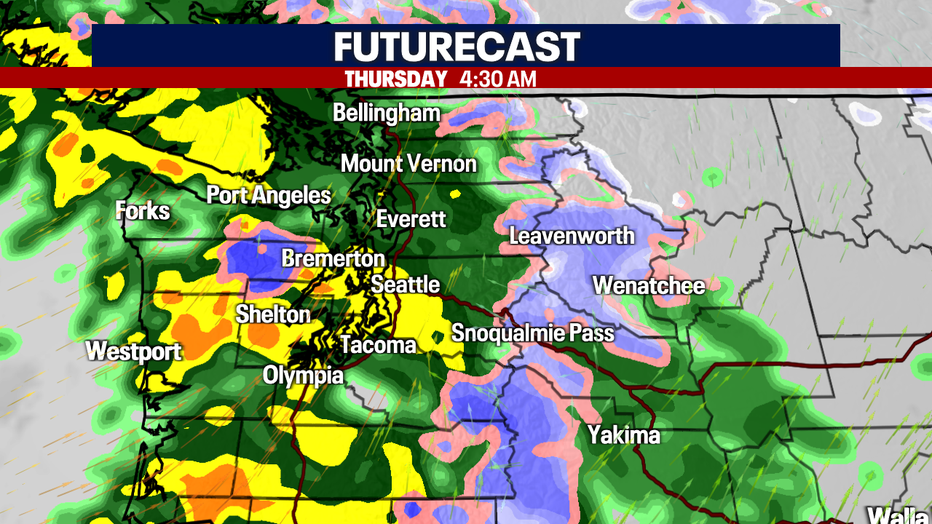 Clouds and rain forecast around the region on Wednesday night.