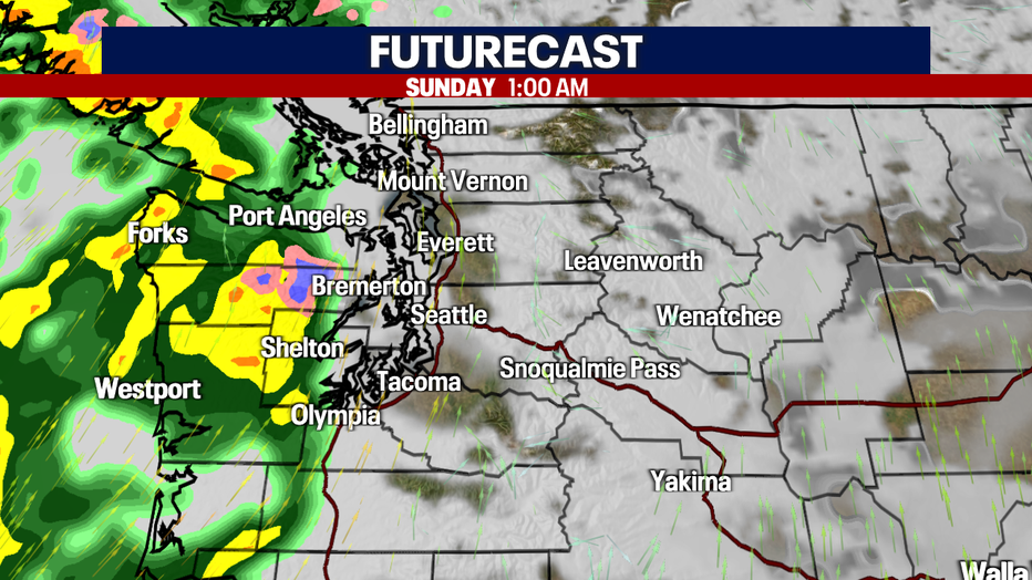 Increasing clouds Saturday night with a chance of showers.