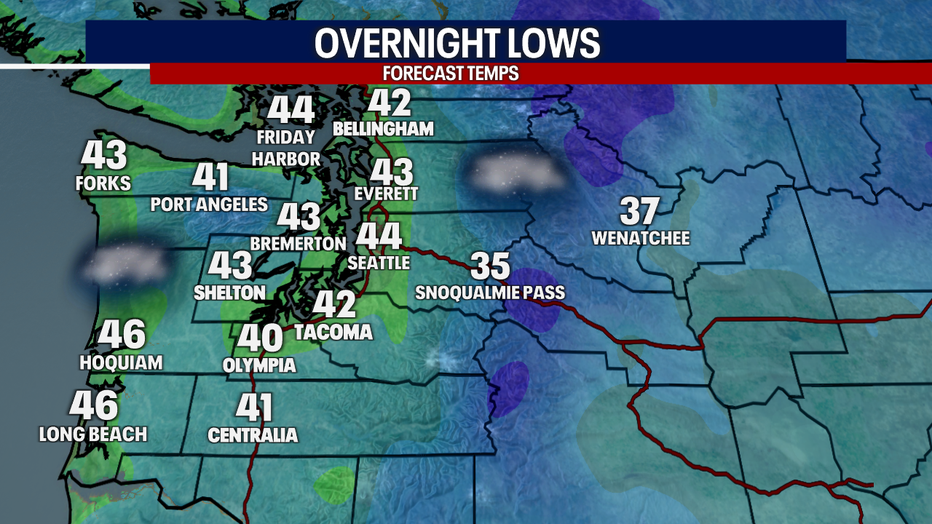 Overnight lows around the region.