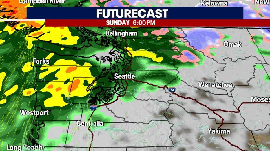 Rain returns on Sunday to Western Washington.