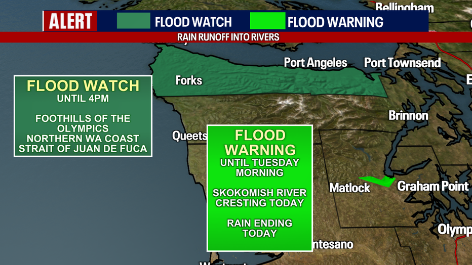 Flood alerts for some parts of Western Washington Tuesday.