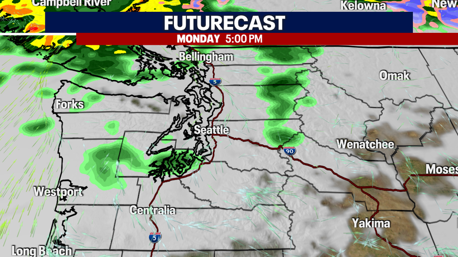 Rain tapers by this evening around Western Washington.