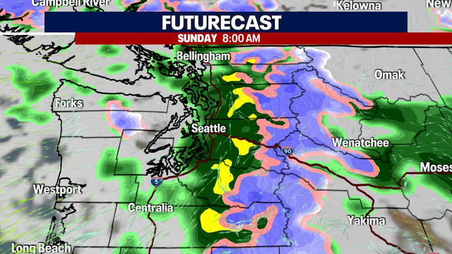 More rain and mountain snow forecast for Sunday.
