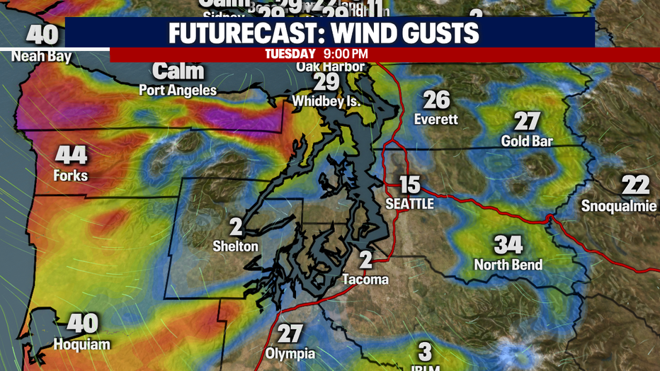 Breezy winds tonight around Western Washington.
