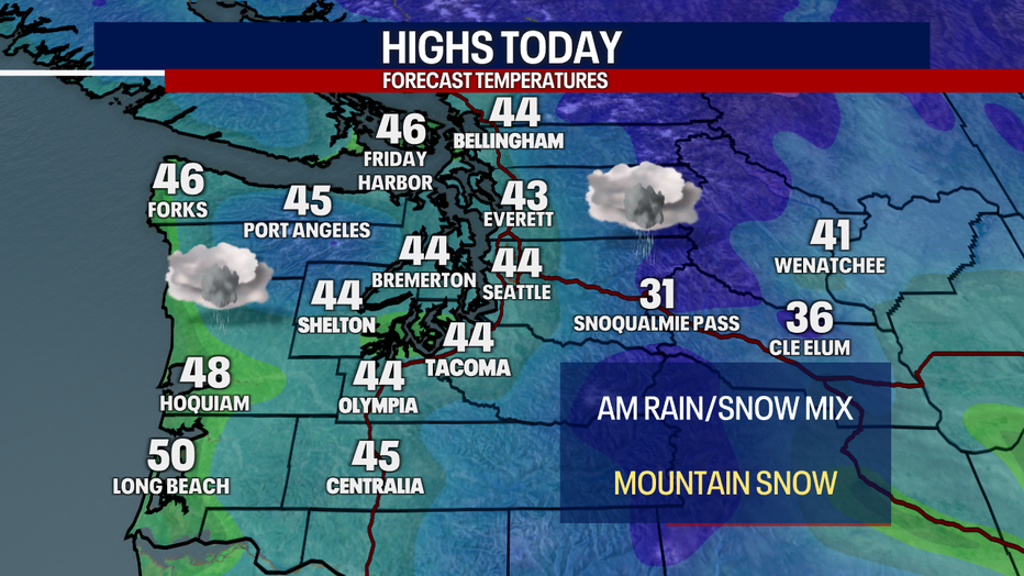 Cool weather is forecast in Seattle on Thursay.