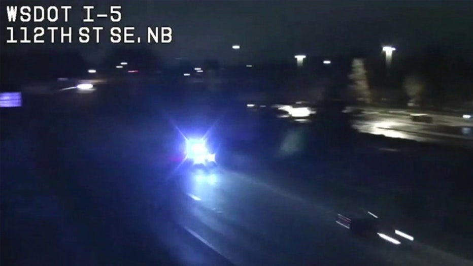 Four people were taken into custody after a high-speed chase through Snohomish County ended in a crash early Tuesday morning. Washington State Patrol troopers attempted to stop the vehicle for speeding on northbound I-5 in Lynnwood before the driver fled. The chase ended after the driver crashed on an on-ramp, and all four occupants were detained following a K-9 search.