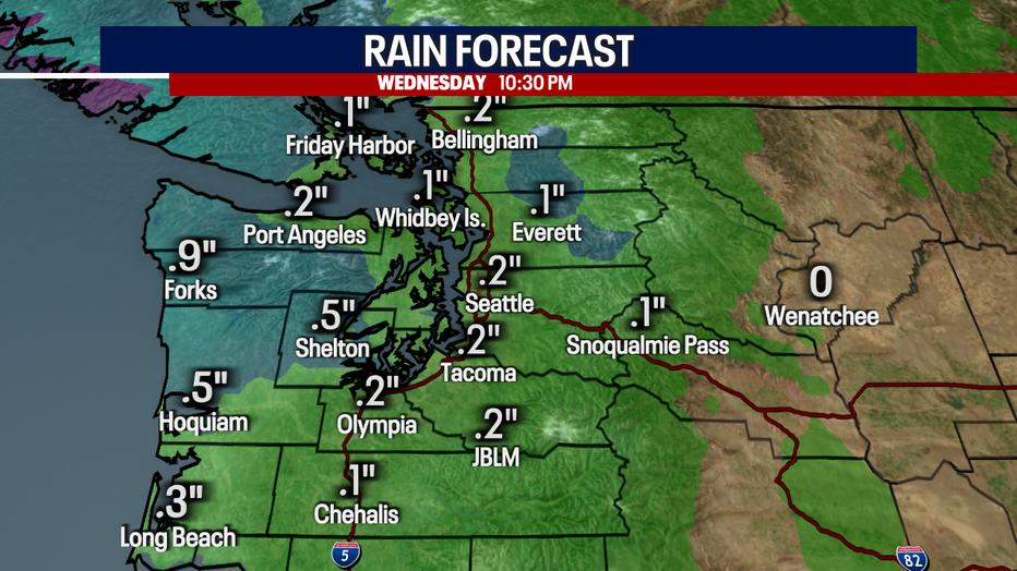 Forecast rainfall totals around the region. 