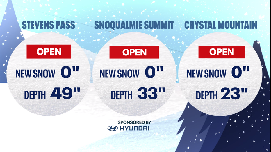 Snow totals at area ski slopes. 