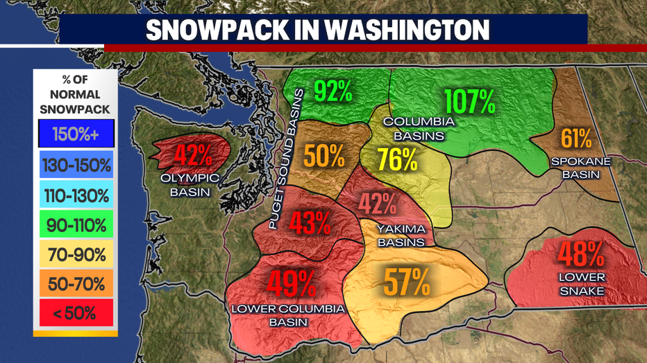 Snowpack in Washington mountains. 