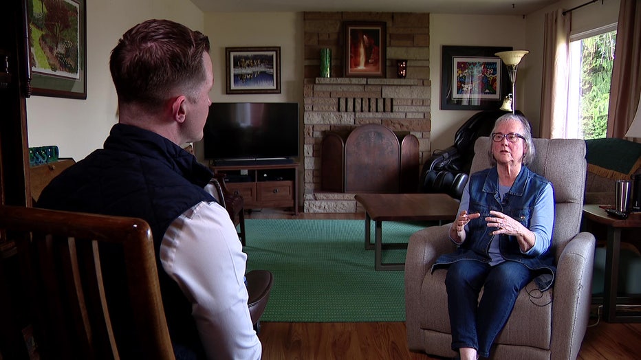 fox 13 reporter dan Griffin speaks with robbery victims in pierce county following arrest of the suspect 